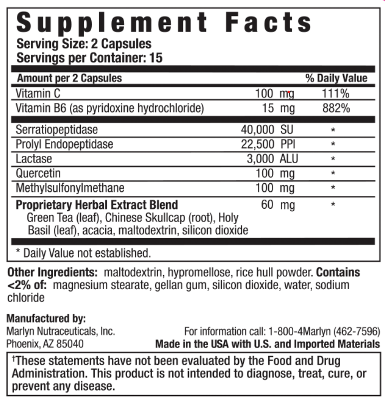 Supplement Facts for Naturally Vitamins Histame